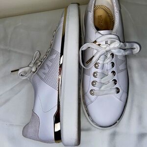 White Michael Kors Sneakers with gold detail size 8.5